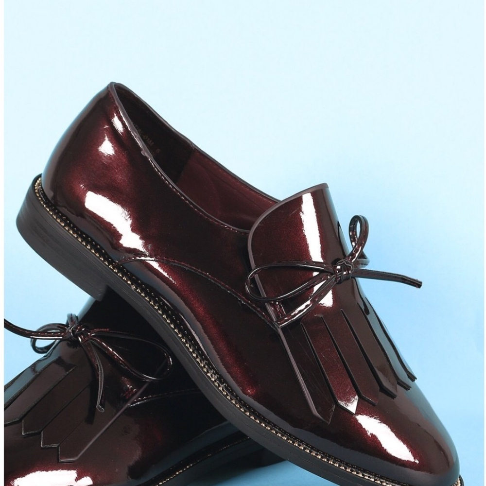 Patent Vegan Leather Bow Fringe Loafer